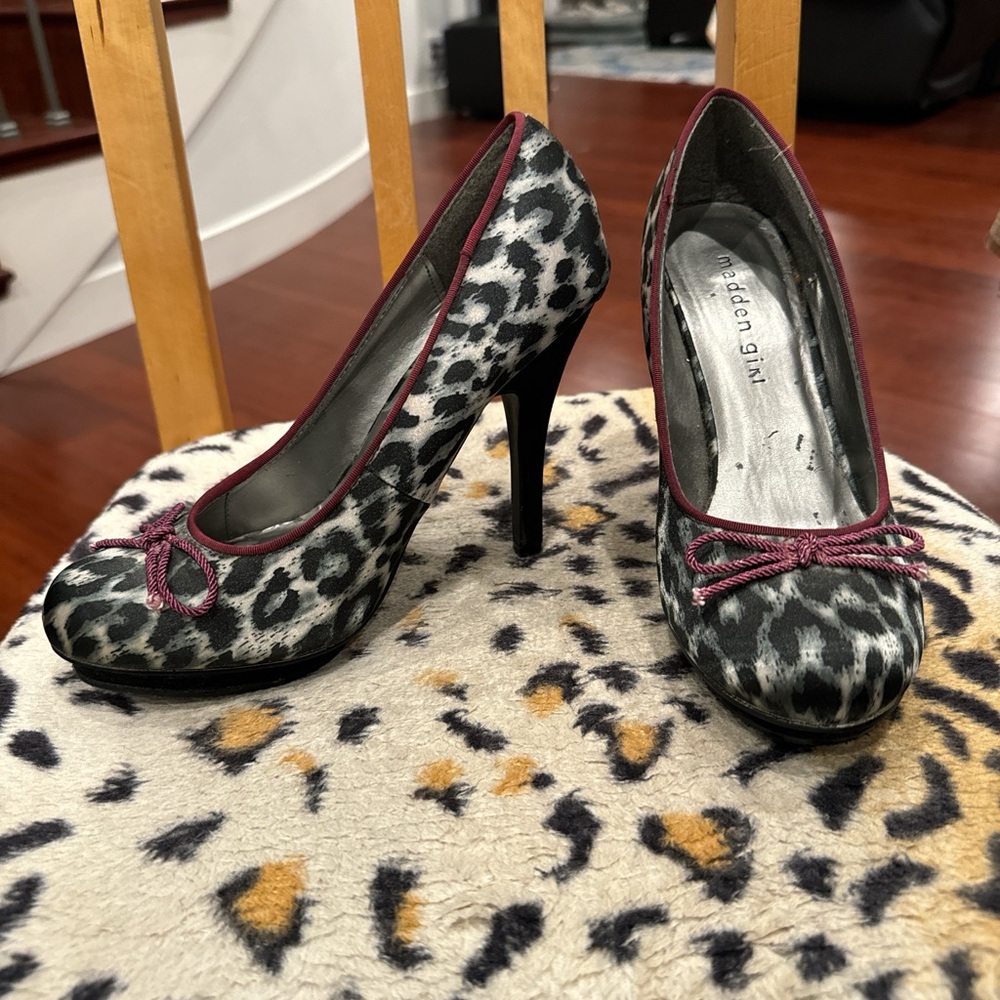 Madden Girl Leopard Print Heels with Pink Trim